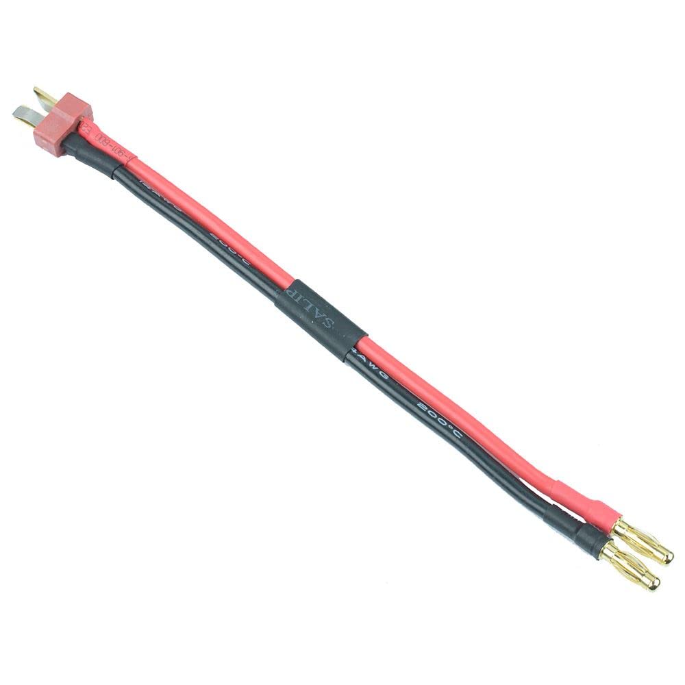 Deans Male T-Plug to 4mm Gold Banana Adapter 150mm