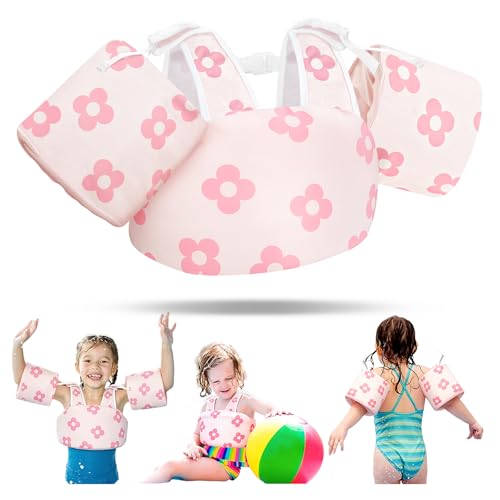 Vvinca Toddler Swim Vest for Kids 28-66 lbs Toddler Floaties Puddle Pool Float Jumper 30-50 Pounds for Girls Boys Ages 2-6 with Detachable Arm Floaties Stylish Floats for Swimming Pool Beach Vacation