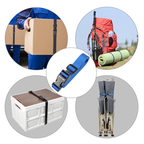 Image of Buckle Straps, Adjustable Nylon Straps, Blue 4 Pack (6'x1 inch) | Packing Strap Nylon Travel Belt Nylon Backpack Accessory with Buckle Clips for Suitcases, Packing, Travel, Hiking
