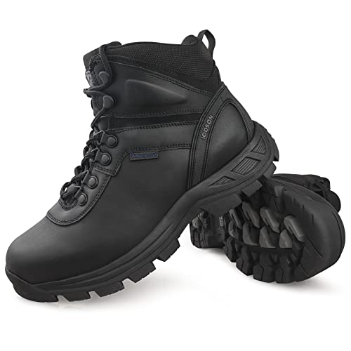 QUNLON Men's Waterproof Hiking Boots Lightweight trekking Boots Non Slip Mountaineering Backpacking Boots Outdoor Work Boots Black-10US
