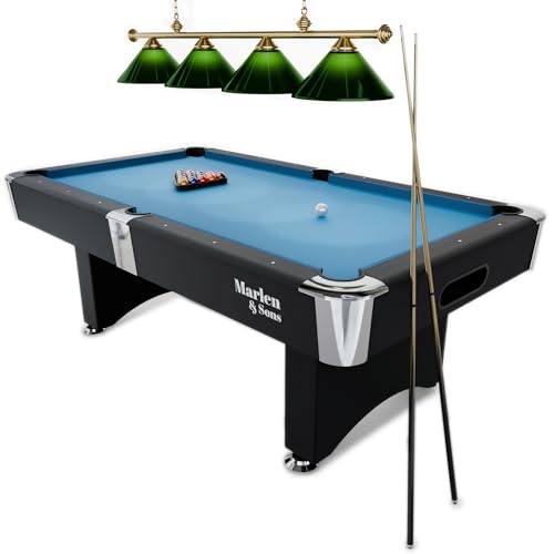 Marlen & Sons Billardtisch - CueMaster 8FT Billiard Tisch mit Auto Kugelrückführung - Billiardtisch 244 x 132 cm inkl. Zubehör-Komplettset