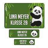 Striefchen® Schuletiketten mit Namen - Motiv: Panda - ideal für das Beschriften von Heften und Büchern in der Schule