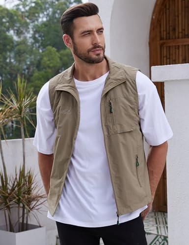 Image of Gihuo Men's Fishing Vest Utility Vest Casual Outdoor Quick Dry Safari Travel Golf Vest Work Vest