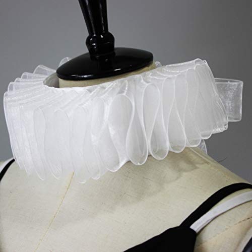 ATATMOUNT Womens Renaissance Elizabethan Ruffled Fake Collar Chiffon White Clown Neck Ruff Vintage Victorian Halloween Cosplay Costume Accessories steampunk buy now online ATATMOUNT Womens Renaissance Elizabethan Ruffled Fake Collar Chiffon White Clown Neck Ruff Vintage Victorian Halloween Cosplay Costume Accessories steampunk buy now online