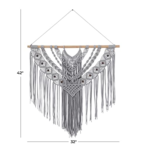 Décoration murale macramé coton gris grand format salon et chambre - 2