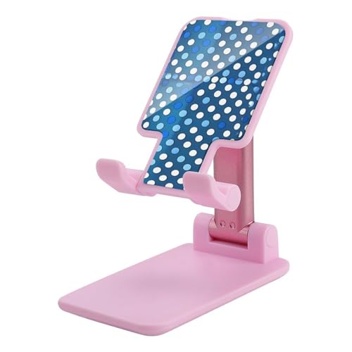 Support de téléphone réglable bleu à pois pour bureau - Pliable et compatible iPhone 16 et 15