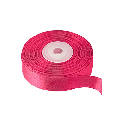 Image of Solid Color Double Faced Hot Pink Satin Ribbon 5 /8 inch X 25 Yards, Ribbons Perfect for Crafts, Wedding Decor, Bow Making, Sewing, Gift Package Wrapping and More
