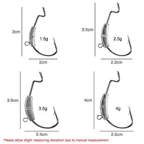 Yialia 5 PCS Cabeça Jig Gancho Farpado 1.5g 2.5g 3.5g 4g Aço Carbono Gancho de Pesca Equipamento de