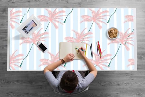 Tapis de souris et clavier 120x60 cm en vinyle PVC motif feuilles de palmier