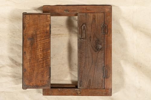 Biscottini Innentür Fenster L 46,5 x T 6,5 x H 61,5 cm - Holztür - Türen für Innen und Außen - Wohnkultur