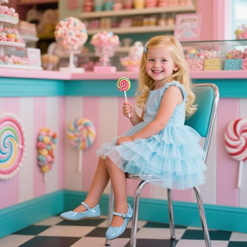 ESTINE Toddler/Little Kid Girls Dress Mary Jane Flats Flowers Fashion Princess Ballet Shoes2