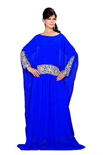 Caftan bleu taille 44 pour femme Muslimah modèle Kkpf17260