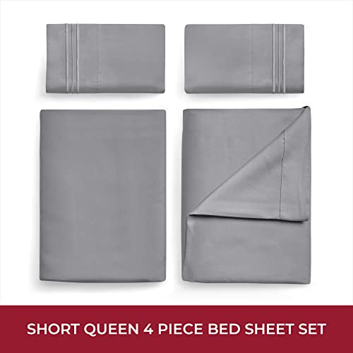 Image of Mellanni RV Short Queen Sheets - 4 PC Iconic Collection Bedding | Hotel Luxury, Extra Soft, Cooling Bed Sheets - Deep Pocket up to 10 inch (RV /Short Queen, Gray)