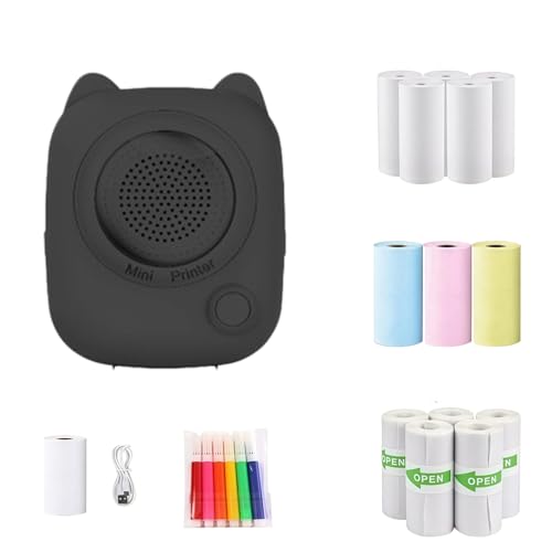 Image of Bxiadbzl AI Voice Powered Sticker Maker for Kids, Wireless 2.4G WiFi Inkless Pocket Thermal Note Label Printer,Mini Portable Printing Machine for DIY Coloring (Black)