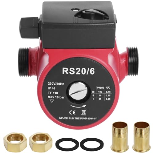 Bomba de Calefacción RS20-60/130mm, Bomba de Circulación para Sistemas de Calefacción Central y Calentador de Agua Solar, Bomba de Circulación, 6 Metros de Altura