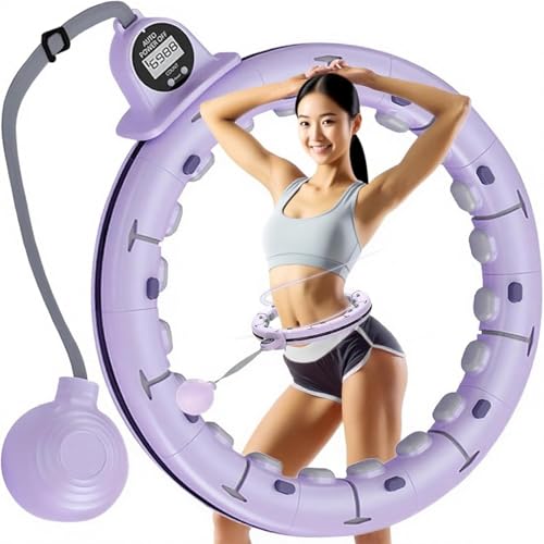 【スピードファット燃焼】フラフープダイエット用 スマートフラフープ 運動器具 フラフープ組み立て式 ダイエット器具 サイズ調整可 直径約65~110CM (パープル)