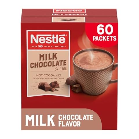 Nestle Hot Chocolate Packets, Milk Chocolate Flavor Hot Cocoa Mix, Made with Real Cocoa, Bulk Pack, 0.71 oz Packet (60 Count) Cover