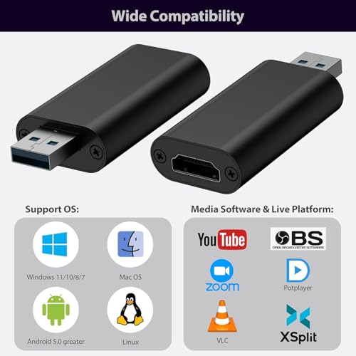 Image of NEXSA Premium 4K HDMI to USB 3.0 Video Capture Card 1080P 60FPS Black