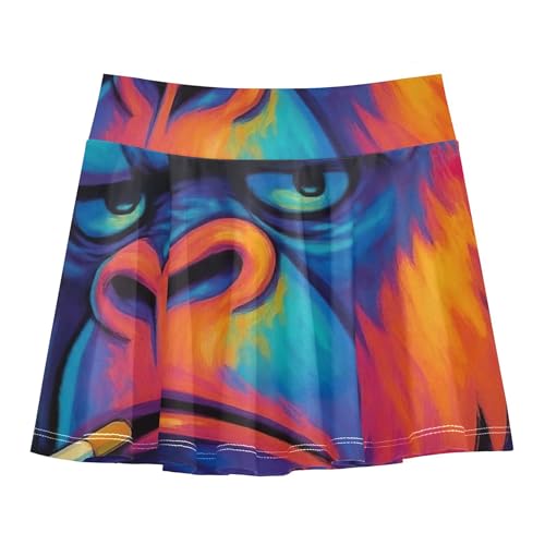 Stylized Smoking Gorilla Colorful Girls' Shorts Athletic Skorts Toddler Tennis Skirts Cute Comfy Little Girl 3t