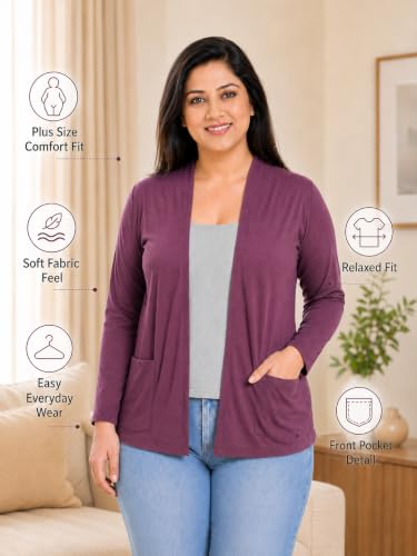 Image of In Love Women's Solid Open Front Shrug with Pockets