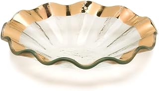 Annieglass Ruffle 7 Inch Bowl with 24k Gold, Timeless Glass Tableware for all Occasions, Made in the USA