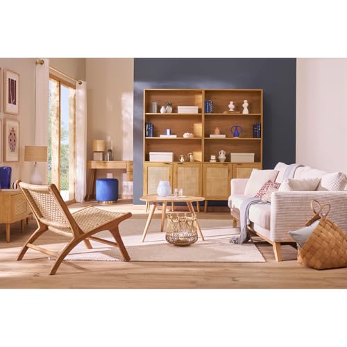 Divano Sfoderabile In Stile Scandinavo 3 Posti Velluto A Coste Beige Con Piedini In Legno Oslo - 2