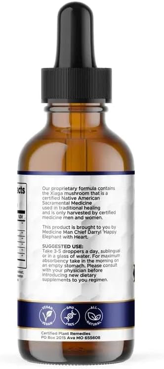 Stemy Terminal Support with Xiaga Mushroom & Essential Oils – Herbal Extract with Black Cumin, Lemon, Cinnamon Bark, Peppermint & Frankincense – 4 oz Tincture Bottle