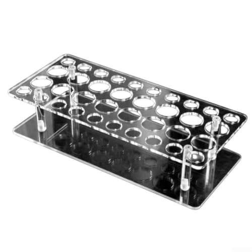 Auratrove Organizador de perfume acrílico transparente con 36 ranuras, soporte de maquillaje para bolas de rodillo, estante de almacenamiento de tocador, mostrador de baño, 28 x 11,7 x 3 cm