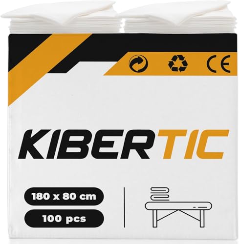 KIBERTIC - 100 Uds Sábanas de Camilla Desechables 80x180cm de TNT SMS | Funda Camilla Masaje |Blanca Tela Desechable para Camilla,Funda Colchón, Hotel, Salón de Belleza y Estética