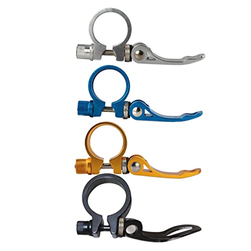 GOOHOCHY 4Pcs Aluminum Bike Clamp Quick Release Accessory for Road and Fixed Gear Bicycles Black Yellow Silver Blue