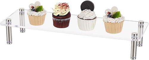 FINGERINSPIRE Soporte rectangular de acrílico para tartas con 201 pilares de acero inoxidable, organizador de mini cupcakes, elevador acrílico para