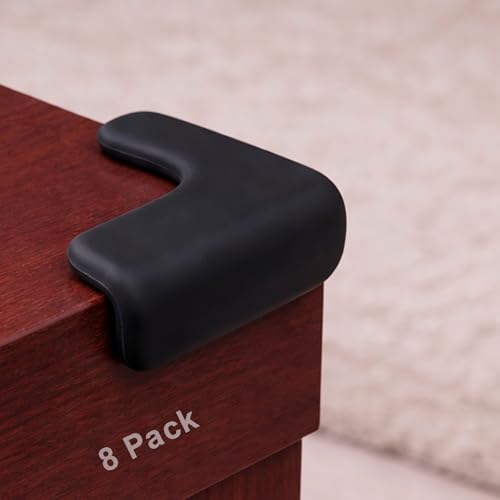 Corner Protector for Baby, 8 Pack EVA Foam Baby Proofing Corner Guards, Soft L-Shaped Furniture Edge Protectors for Tables and Sharp Corners, Tear-Resistant Updated Design, Black