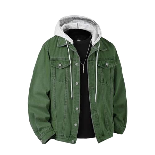 Men Hooded Denim Jackets Streetwear Outerwear Solid Color Loose Couple Coats