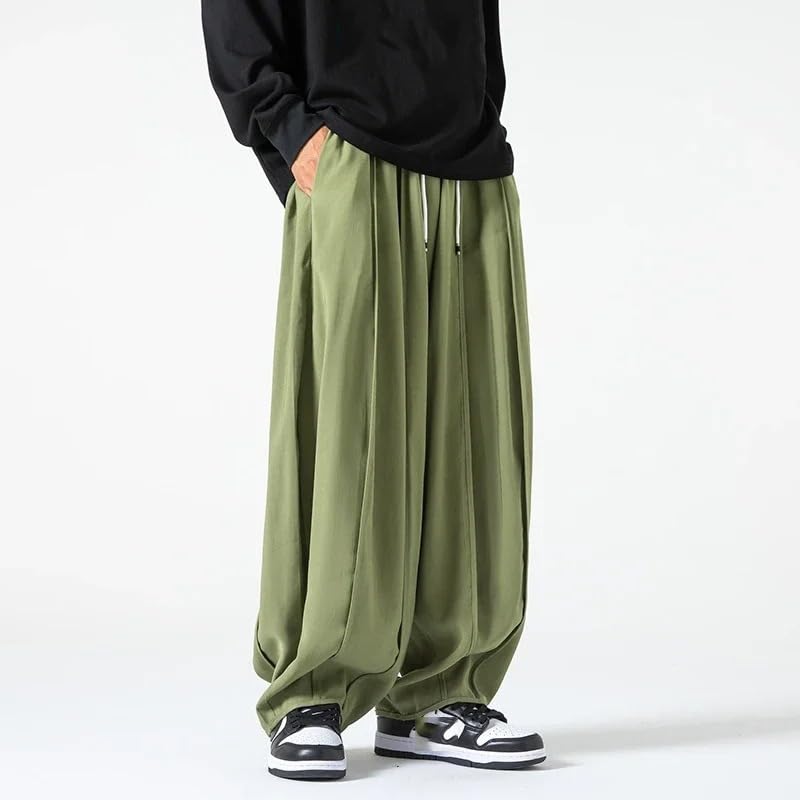 Autumn Mens Japanese Style Casual Elastic Waist Pants Male Loose Retro Harajuku Wide Leg Trousers Streetwear4