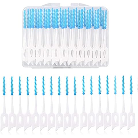 Fantasyon 40 Pieces Tooth Floss Picks Interdental Brushes Flosser Sticks in Blue with Storage Case for Brush Tool Toothpick Tooth Cleaner Interdental Floss Sticks Toothpick Cleaning Tool(Blue) Cover