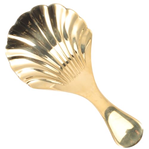 EXAOMBLE 日式純銅製ミニ茶葉スコップ 軽量携帯用コーヒー豆計量スプーン 手作り滑らかエッジ 設計 キッチン用茶匙シンプルデザイン