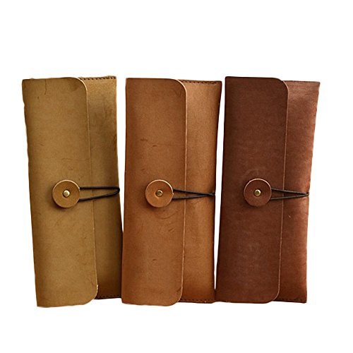 Preisvergleich Produktbild Outflower 3 Stück Retro Turm Bleistiftbeutel Plüsch Leder Reißverschluss Federmäppchen Studenten Schreibwaren Aufbewahrungstasche Zufällige Farbe