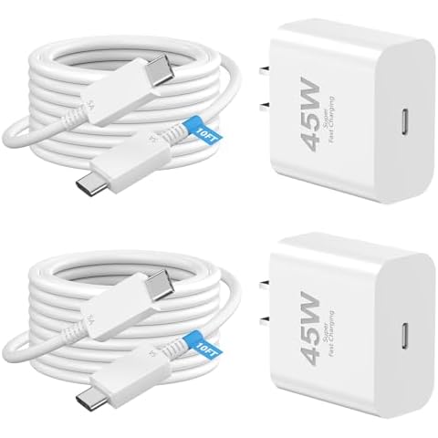 45W USB C Charger Fast Charging for iPhone 16 Pro Max, 2 Pack 45W USB C iPhone 16 Fast Charger Block with 10FT USB C Charging Cable for iPhone 16/16 Plus/16 Pro/16 Pro Max/15/15 Plus/15 Pro/15 Pro Max Cover