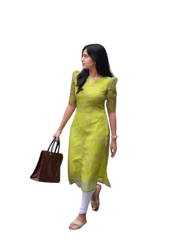 Women’s Organza Fabric Kurta | Lightweight Printed Straight Kurti | Elegant Office Wear | Ethnic Top | Comfortable Formal & Casual Kurta for Women-image-22