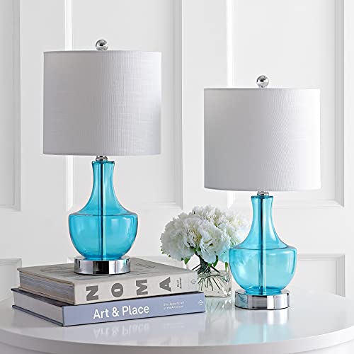 JONATHAN Y JYL1029C-SET2 Colette 20" Mini Glass Table Lamp, Transitional, Glam, Coastal, Modern, Elegant, Office, Living Room, Family Room, Dining Room, Bedroom, Hallway, Foyer, Amalfi Blue (Set of 2) - Image 4