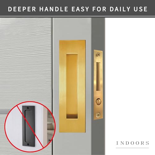 senharvest Recessed Finger Flush Pulls with Edge Pull -Sliding Closet Door Handles Hardware Suitable for Pocket Door,Closet Door,Sliding Doors, Barn Door Handle (Gold, 7Inch) by senharvest - Used condition - Image 7
