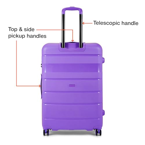 Image of Nasher Miles Jupiter Hard-Sided Polypropylene Check-in Luggage 28 inch | 75cm | 8 Wheels Large Trolley Bag for Travel | Suitcase (Purple)