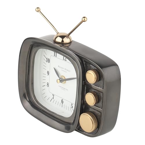 Image of Decor de Maison Handcrafted Retro Tv Timepiece Black Table Clock (17cm)