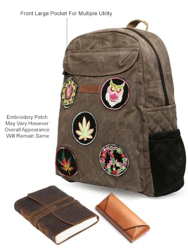 Image of The House of tara Canvas Laptop Backpack for Men & Women 16 Liters | Casual Bag with Waterproof Inner Lining & Laptop Compartment (fits up to 15.6 Inch) | Suitable for College & Travel (Acron Brown)
