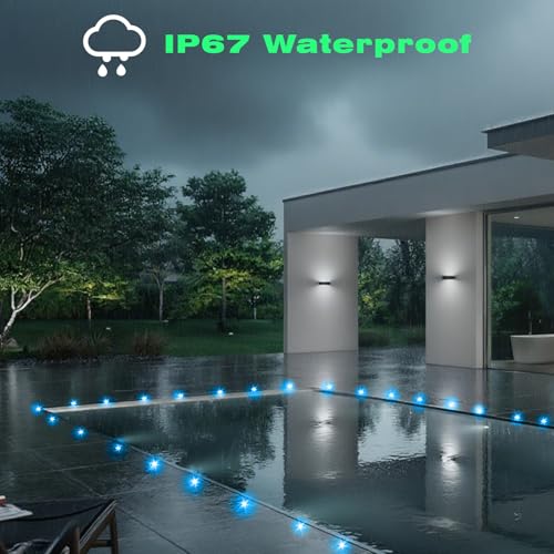 FVTLED LED Deck Lights Kit, 30pcs Φ1.22 WiFi Smart Phone Control Low Voltage Recessed RGBW Deck Lighting Waterproof Outdoor Yard Path Stair Decor, Black