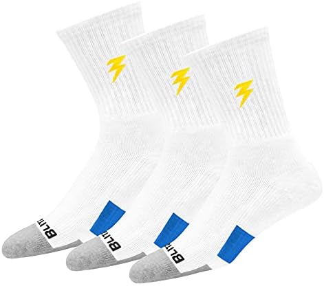 BLITZSOX TENNIS PRO Hi-Tech Performance Max Cushion Moisture Wicking White Tennis Socks for Men & Women, Pack of 3