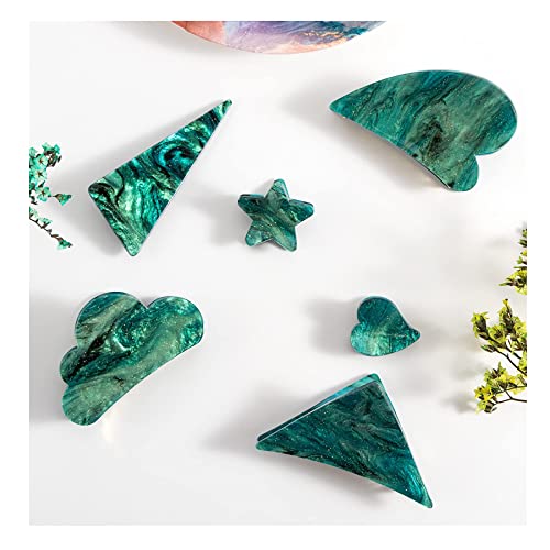 6 Pcs Stylish Non Slip Hair Claw Clip Star Cloud Heart Triangle Hair Jaw Claw Fashion Hair Accessories for Women Girls Gift, Green