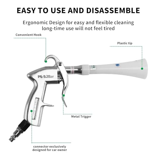 Tornado Dry Cleaning Gun with Brass Adjustable Air Flow Nozzle,Air Blower Gun Quickly Blasts Dirt and Dust from Surface Works with Air Compressor