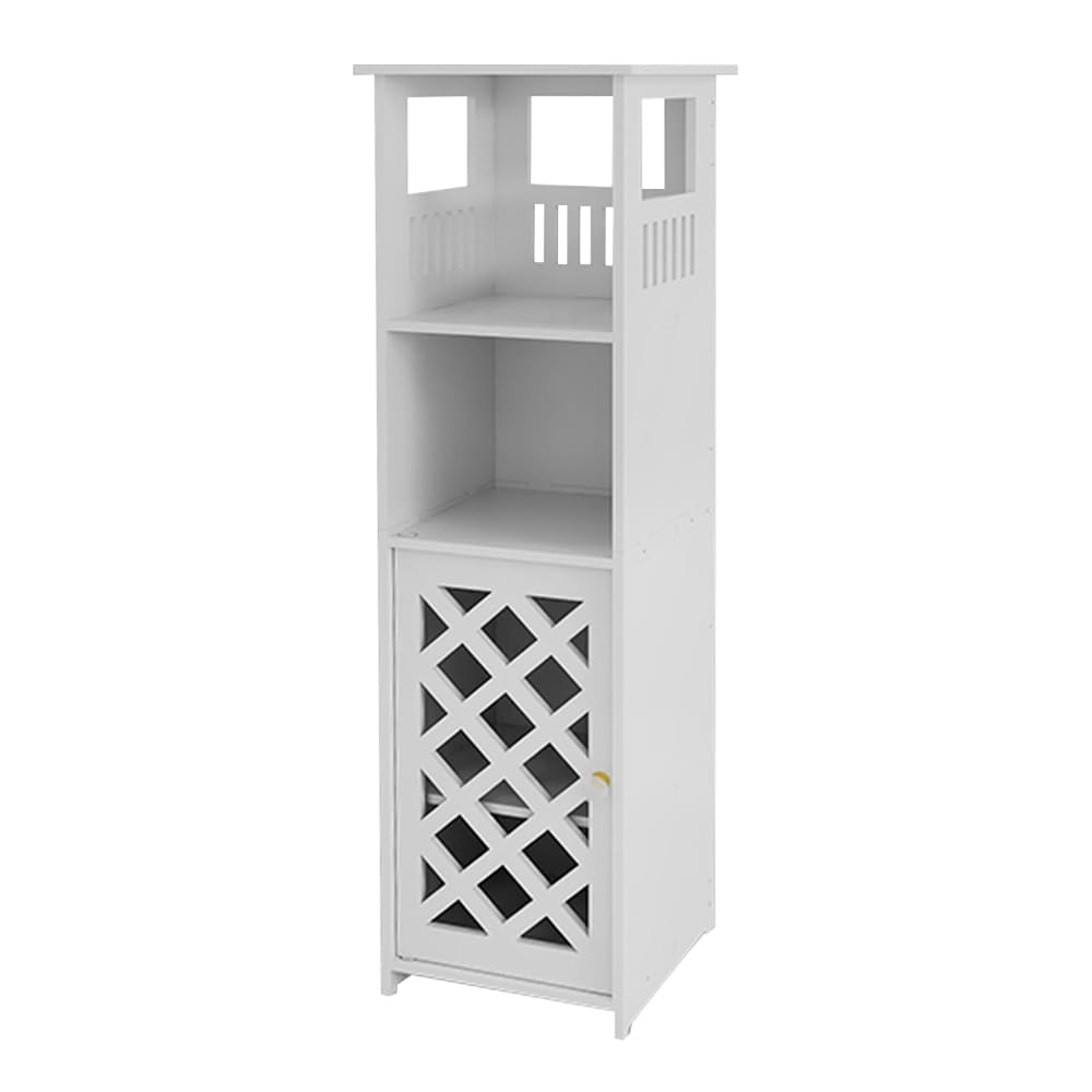 Petit Meuble De Rangement Salle De Bain Blanc – 17x15x78 Cm – Support Papier Toilette, Rangement Produits – En Polypropylène Imperméable
