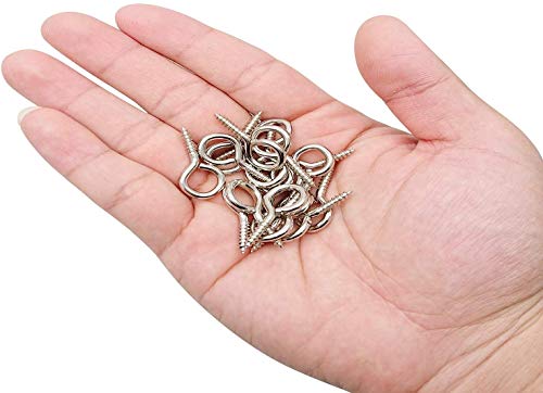 1 Inch Small Screw Eyes Metal Screw Hooks Ring Screws Fasteners Hardware Tools 120 Pcs. #TOP2